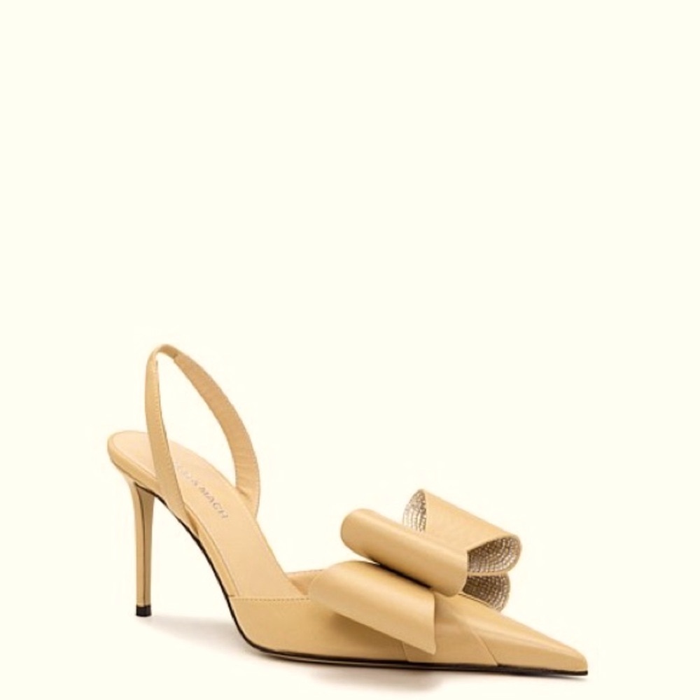 Mach and Mach Elegant Tan Bow Women's Heels